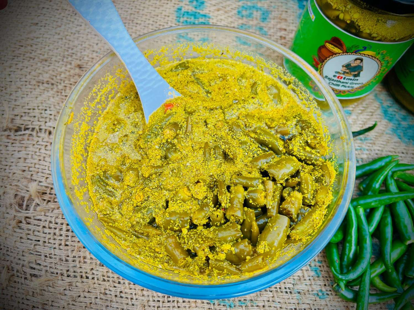 Eatmin's Rajasthani Green Chilli Pickle (Oil-Free) | Rajasthani Hari Mirch Achar (Beena Tel Ka)