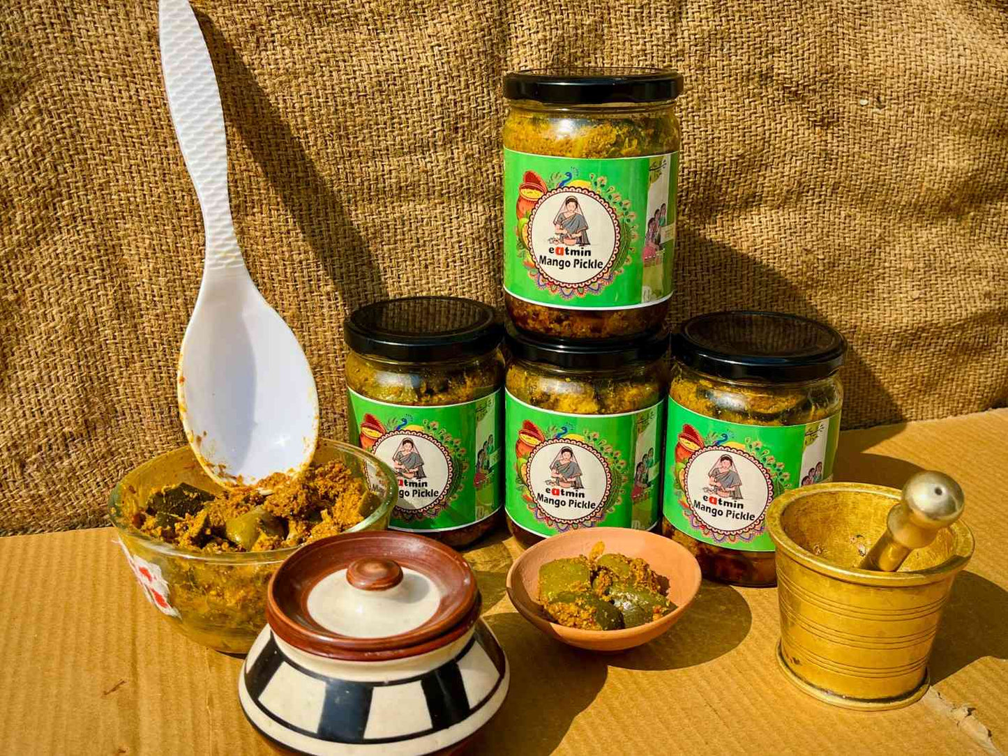 Eatmin Mango Pickle | Homemade Aam Ka Achaar | Traditional Indian Recipe | 100% Natural & Preservative-Free | Glass Jar Packaging