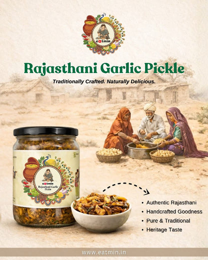 Eatmin Rajasthani Garlic Pickle (Raw Lahsun Ka Achar) | Homemade & Preservative-Free Traditional Achar